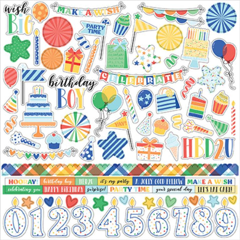 Echo Park Make A Wish Birthday Boy Element Sticker Sheet