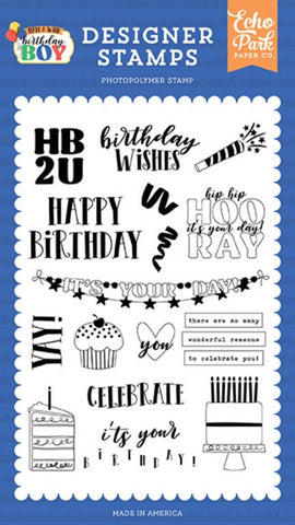 Echo Park Make A Wish Birthday Boy It's Your Day Designer Stamp Set