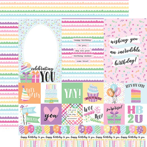Echo Park Make A Wish Birthday Girl Multi Journaling Cards Patterned Paper