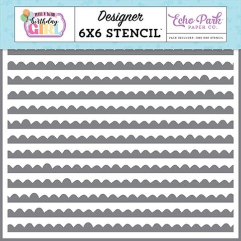 Echo Park Make A Wish Birthday Girl Birthday Girl Borders Designer 6x6 Stencil