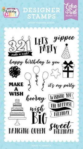 Echo Park Make A Wish Birthday Girl Yippee Designer Stamp Set