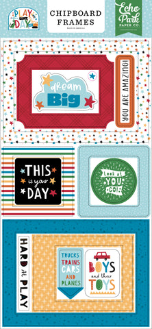Echo Park Play All Day Boy 6x13 Chipboard Frames Embellishments