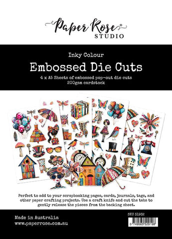 Paper Rose Studio Inky Colour Embossed Die Cut Embellishments