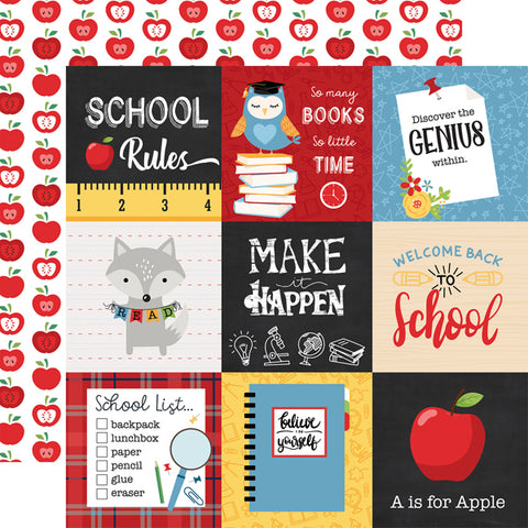 Echo Park School Rules 4x4 Journaling Cards Patterned Paper