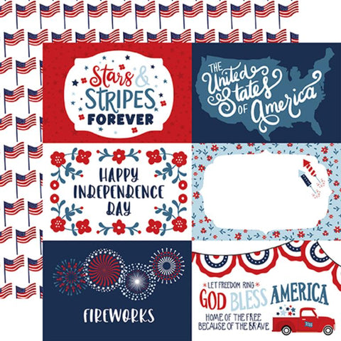 Echo Park Stars & Stripes Forever 6x4 Journaling Cards Patterned Paper