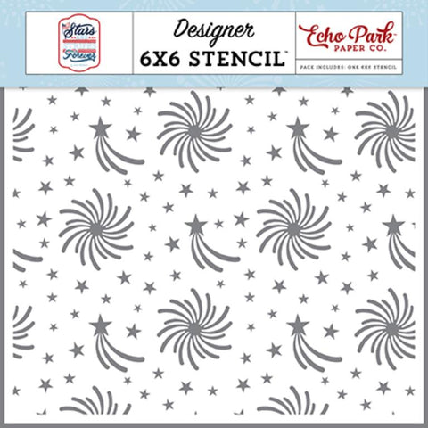Echo Park Stars & Stripes Forever Firework Sky Designer 6x6 Stencil