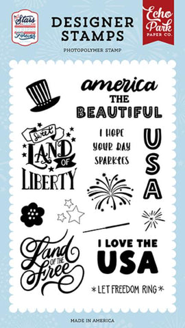 Echo Park Stars & Stripes Forever Land Of The Free Designer Stamp Set