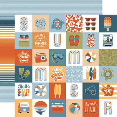 Echo Park Summer Vibes 2x2 Journaling Cards Patterned Paper