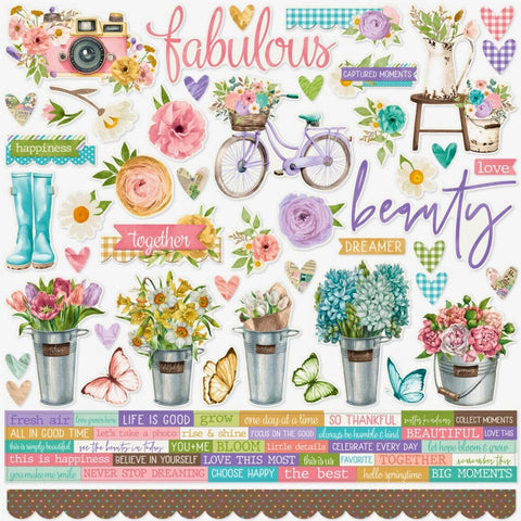 Simple Stories Simple Vintage Flower Shoppe Cardstock Sticker Sheet