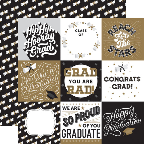 Echo Park Graduation 4x4 Journaling Cards Patterned Paper