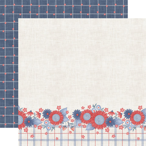 Echo Park Yankee Doodle American Made Flowers 12x12 Patterned Paper
