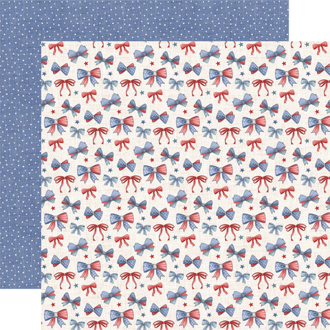 Echo Park Yankee Doodle Red White and Blue Bows 12x12 Patterned Paper