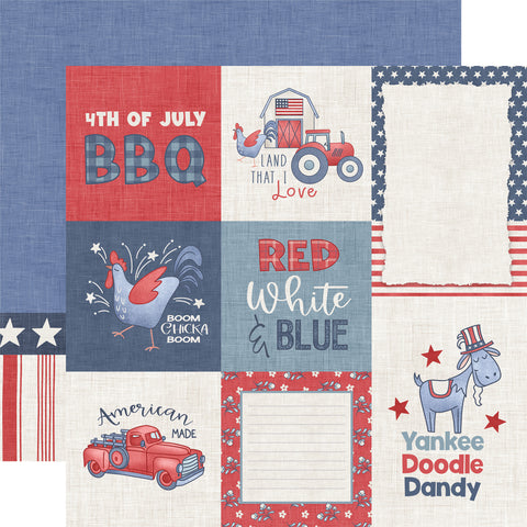 Echo Park Yankee Doodle USA Journaling Cards 12x12 Patterned Paper