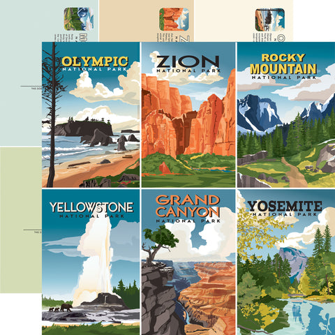 Carta Bella National Parks Explore Post Cards 12x12 Patterned Paper