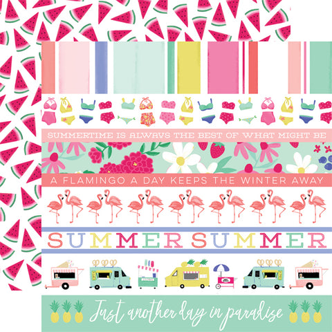 Echo Park Best Summer Ever Border Strips Patterned Paper