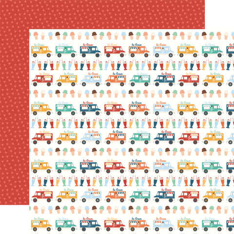 Echo Park Summer Break Ice Cream Truck Stop 12x12 Patterned Paper