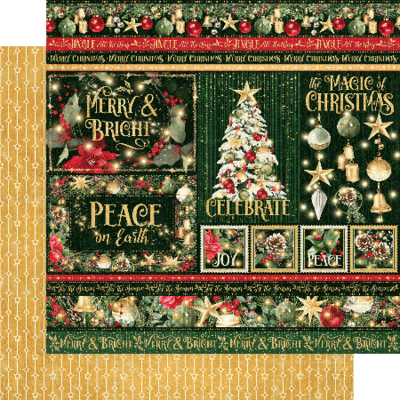 Graphic 45 Merry & Bright Celebrate Peace Patterned 12x12 Paper