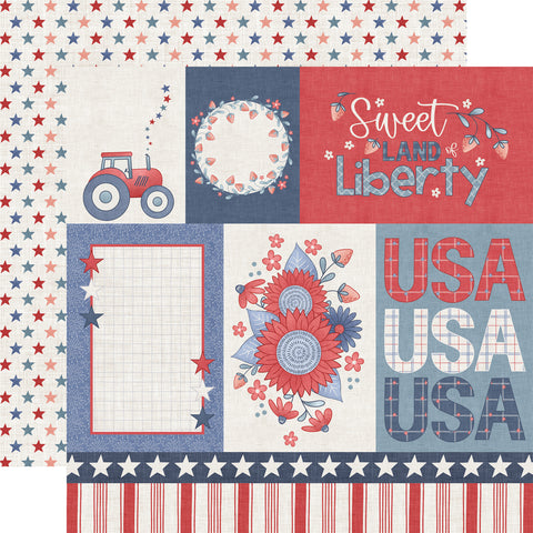 Echo Park Yankee Doodle Freedom  Journaling Cards 12x12 Patterned Paper