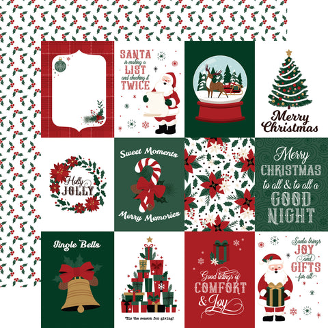 Echo Park Santa Claus 3x4 Journaling Cards 12x12 Patterned Paper