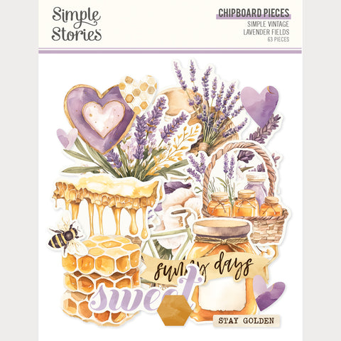 Simple Stories Simple Vintage Lavender Fields Chipboard Pieces Embellishments