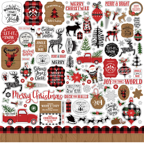 Echo Park A Lumberjack Christmas Element Sticker Sheet