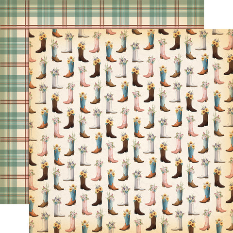 Carta Bella Cowgirl Cowgirl Boots 12x12 Patterned Paper