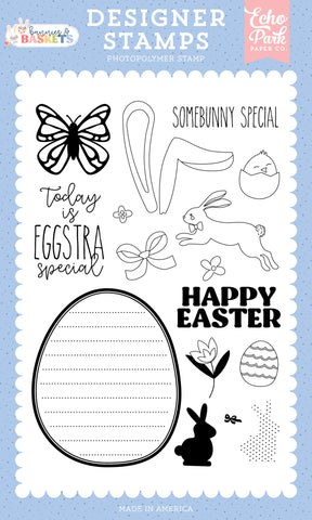 Echo Park Bunnies and Baskets Eggstra Special Stamp Set