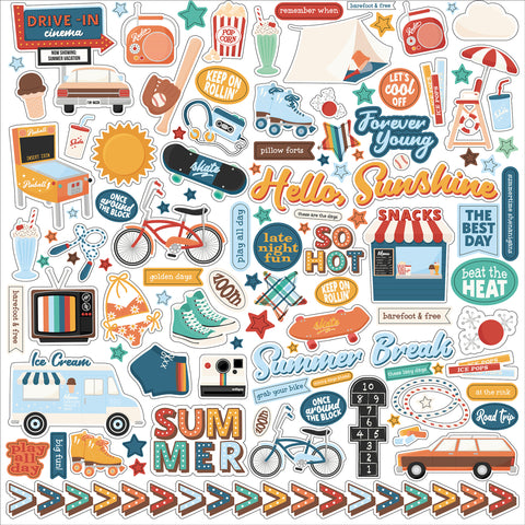 Echo Park Summer Break Element Sticker Sheet