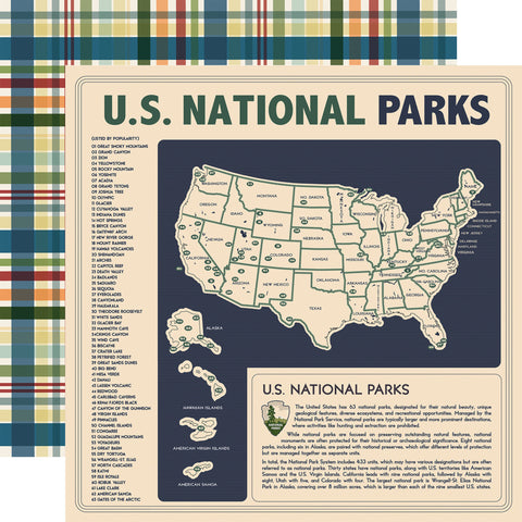 Carta Bella National Parks National Parks Map 12x12 Patterned Paper