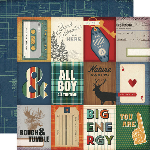 Simple Stories Rustic Legend 3x4 Elements 12x12 Patterned Paper