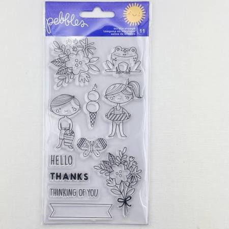 Pebbles Sun & Fun Clear Acrylic Stamp Set