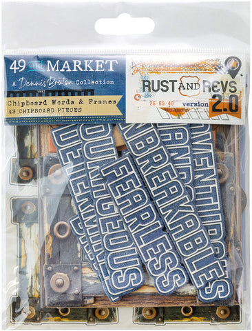 49 and Market Rust and Revs 2.0 Chipboard Words & Frames Embellishments