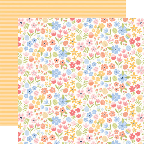 Echo Park Bunnies and Baskets Hoppy Floral Patterned Paper