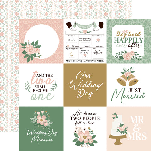 Echo Park Marry Me 4x4 Journaling Cards Patterned Paper