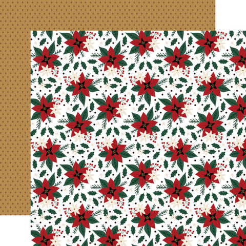 Echo Park Santa Claus Holiday Poinsettia 12x12 Patterned Paper