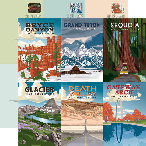 Carta Bella National Parks Wander Post Cards 12x12 Patterned Paper
