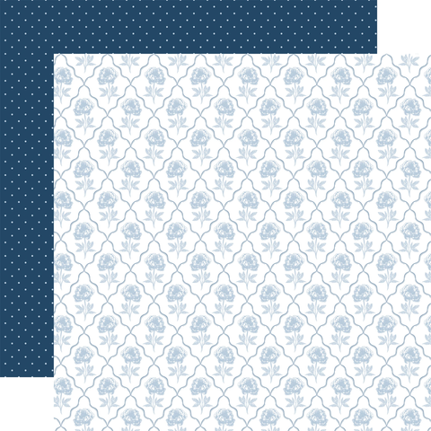 Echo Park Save The Date Blue Block Floral 12x12 Patterned Paper