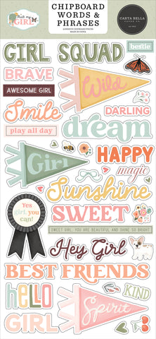 Carta Bella That's My Girl 6x13 Chipboard Words & Phrases Embellishments