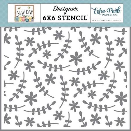 Echo Park New Day Springtime Floral Designer 6x6 Stencil