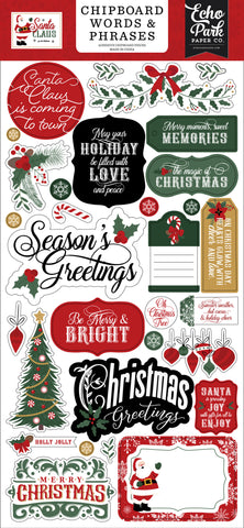 Echo Park Santa Claus 6x13 Chipboard Words & Phrases Embellishments