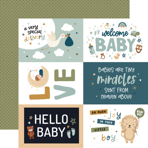 Echo Park Special Delivery: Baby Boy 6x4 Journaling Cards Patterned Paper
