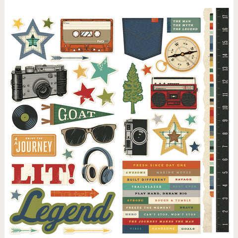 Simple Stories Rustic Legend 12x12 Cardstock Stickers - Icons