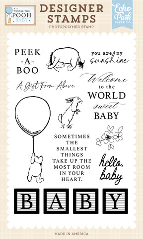 Echo Park Winnie the Pooh Baby Peek A Boo Designer Stamp Set