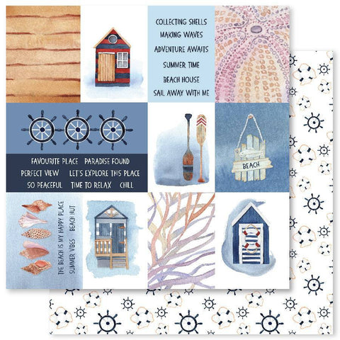 Paper Rose Studio Beach Huts - Paper D 12x12 Patterned Paper