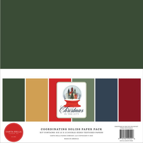 Carta Bella Christmas In The City Coordinating 12x12 Solids Paper Pack