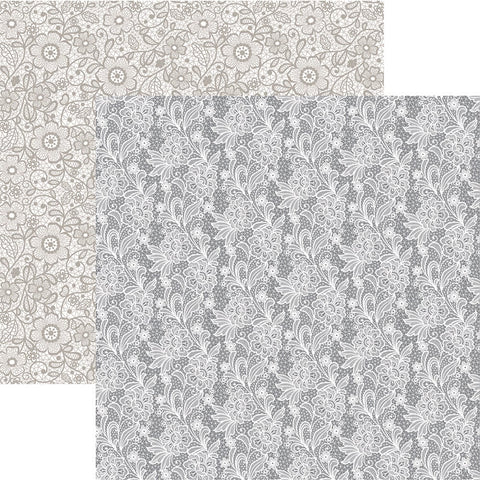 Reminisce Denim Leather & Lace Delicate Lace Patterned Paper