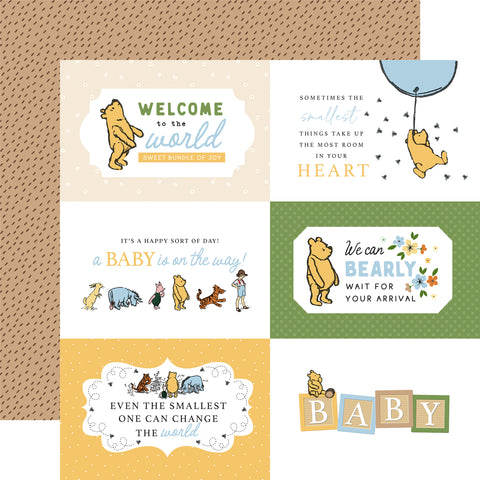 Echo Park Winnie the Pooh Baby 6x4 Journaling Cards 12x12 Patterned Paper