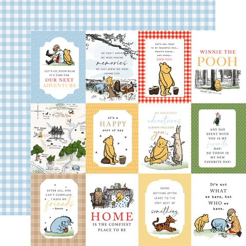 Echo Park The House at Pooh Corner 3x4 Journaling Cards Patterned Paper