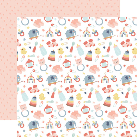 Echo Park Baby On Board It's A Girl It's A Girl Essentials 12x12 Patterned Paper