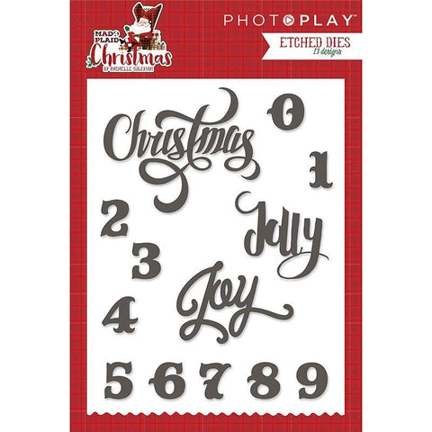 PhotoPlay Paper Mad 4 Plaid Christmas Etched Word Die Set